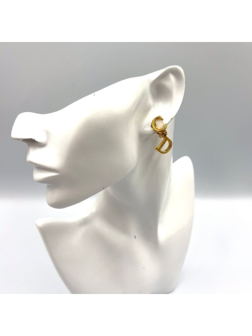 Dior CD Logo Swing Gold Plated Earrings - Picture 12 of 12